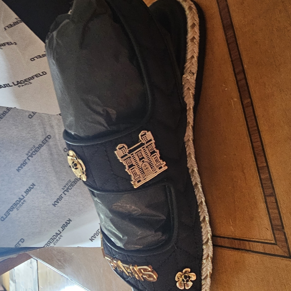 Karl Lagerfeld Black Quilted Espadrilles
